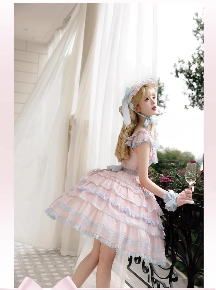 Summer Evening Banquet - Sweet Lolita JSK with Tiered Ruffle Design and Hat - Image 17