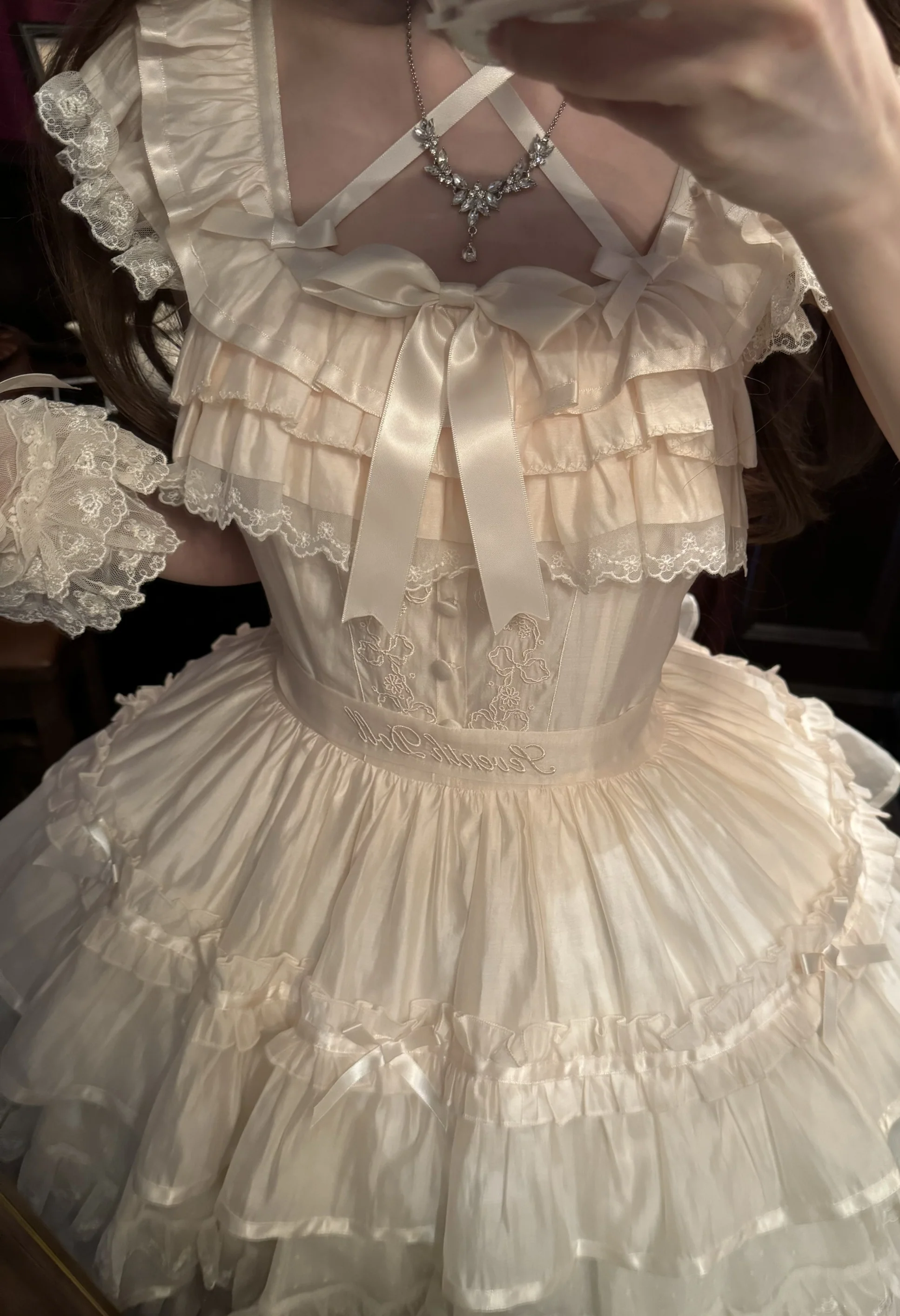 Summer Evening Banquet - Sweet Lolita JSK with Tiered Ruffle Design and Hat - Image 23