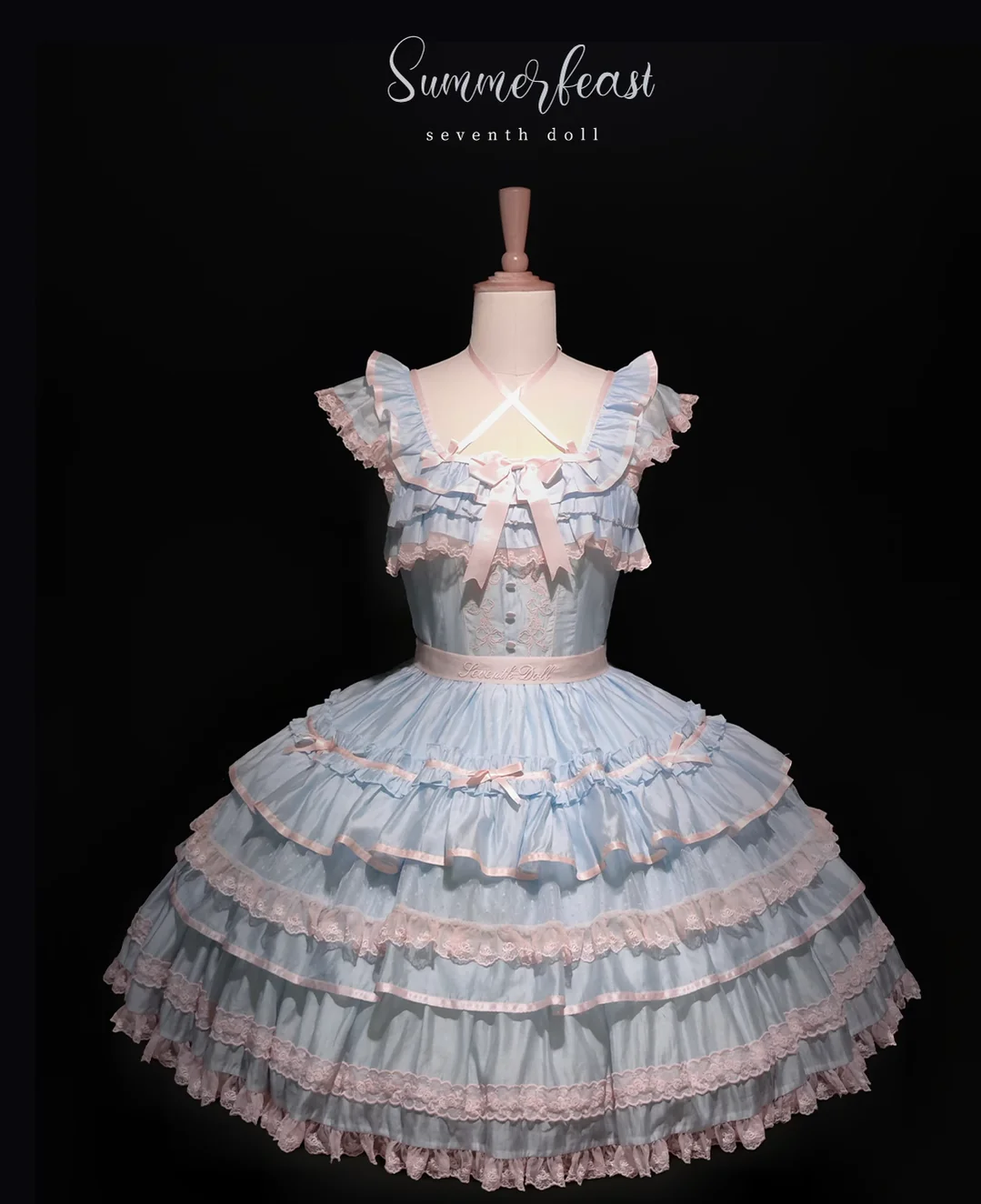Summer Evening Banquet - Sweet Lolita JSK with Tiered Ruffle Design and Hat - Image 24