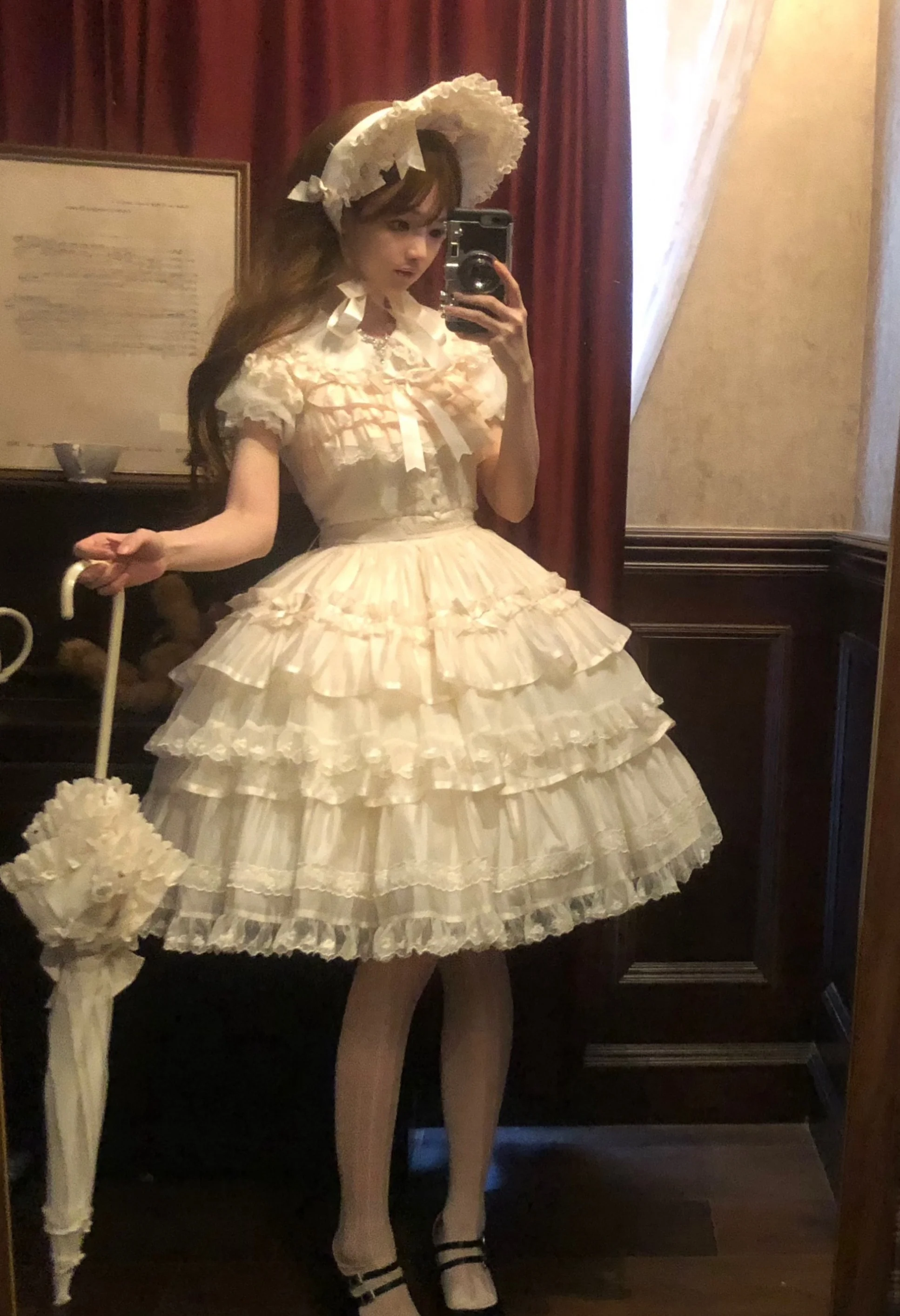 Summer Evening Banquet - Sweet Lolita JSK with Tiered Ruffle Design and Hat - Image 3