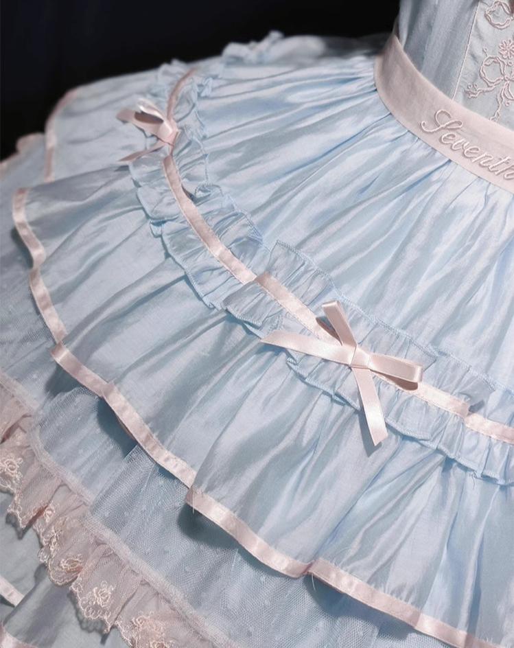 Summer Evening Banquet - Sweet Lolita JSK with Tiered Ruffle Design and Hat - Image 38