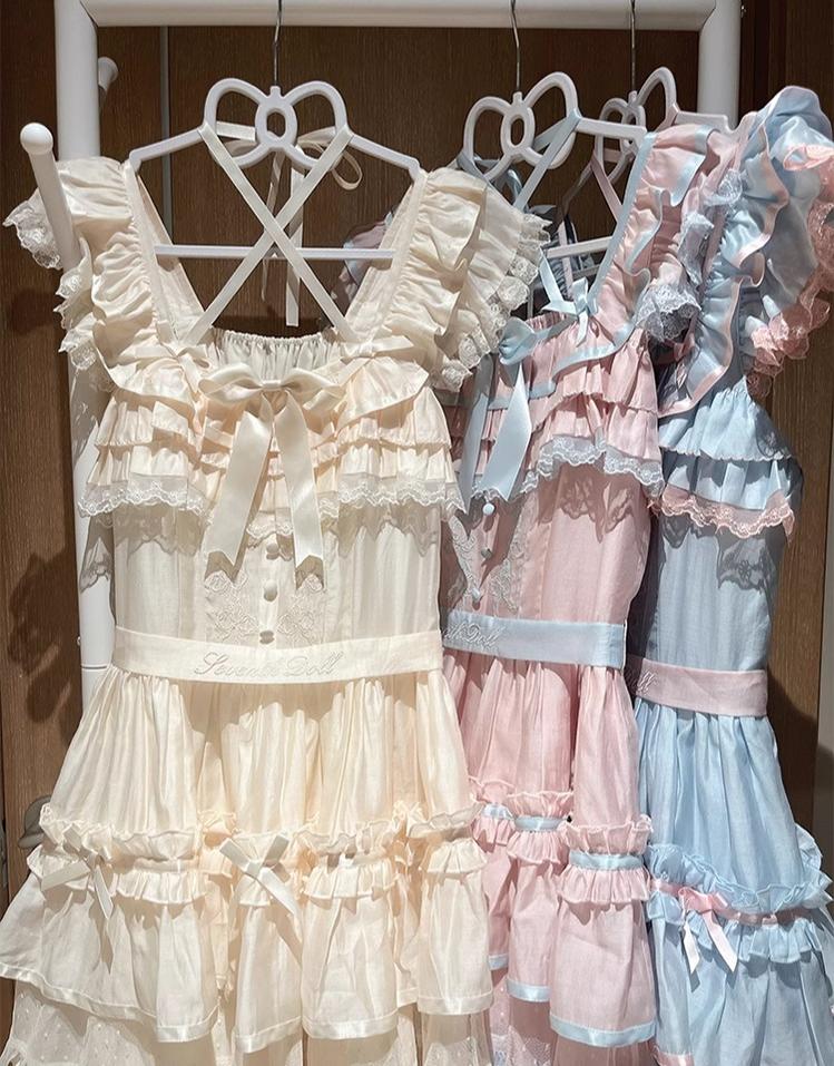 Summer Evening Banquet - Sweet Lolita JSK with Tiered Ruffle Design and Hat - Image 46