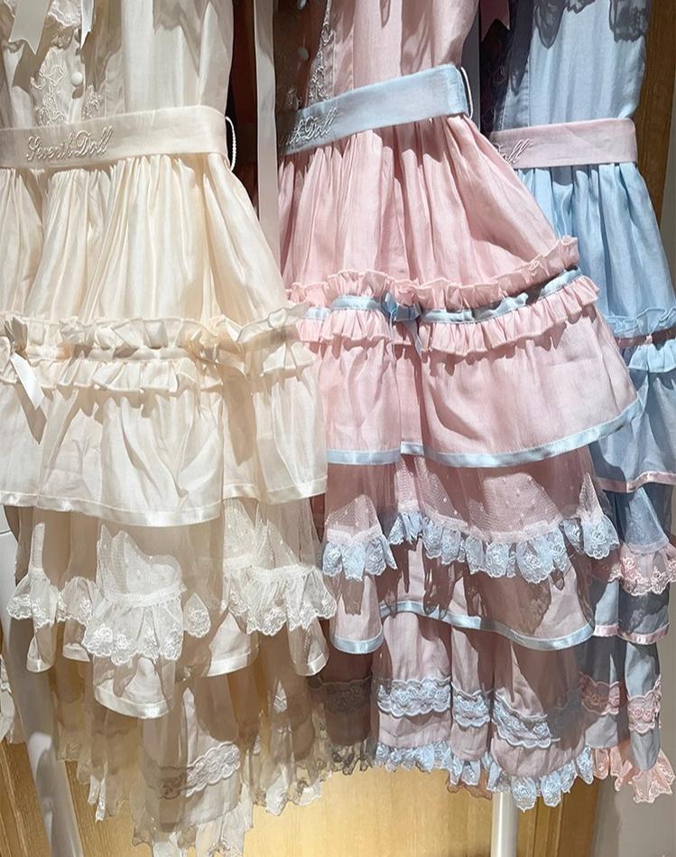 Summer Evening Banquet - Sweet Lolita JSK with Tiered Ruffle Design and Hat - Image 47