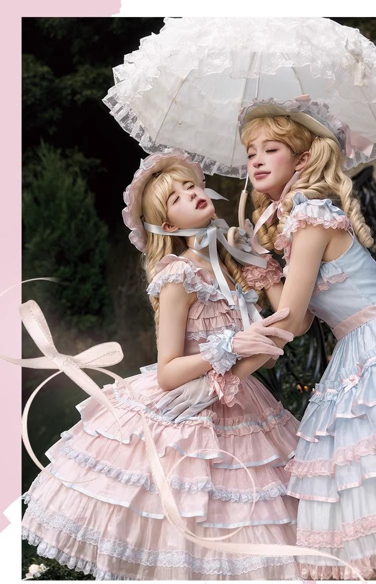 Summer Evening Banquet - Sweet Lolita JSK with Tiered Ruffle Design and Hat - Image 7
