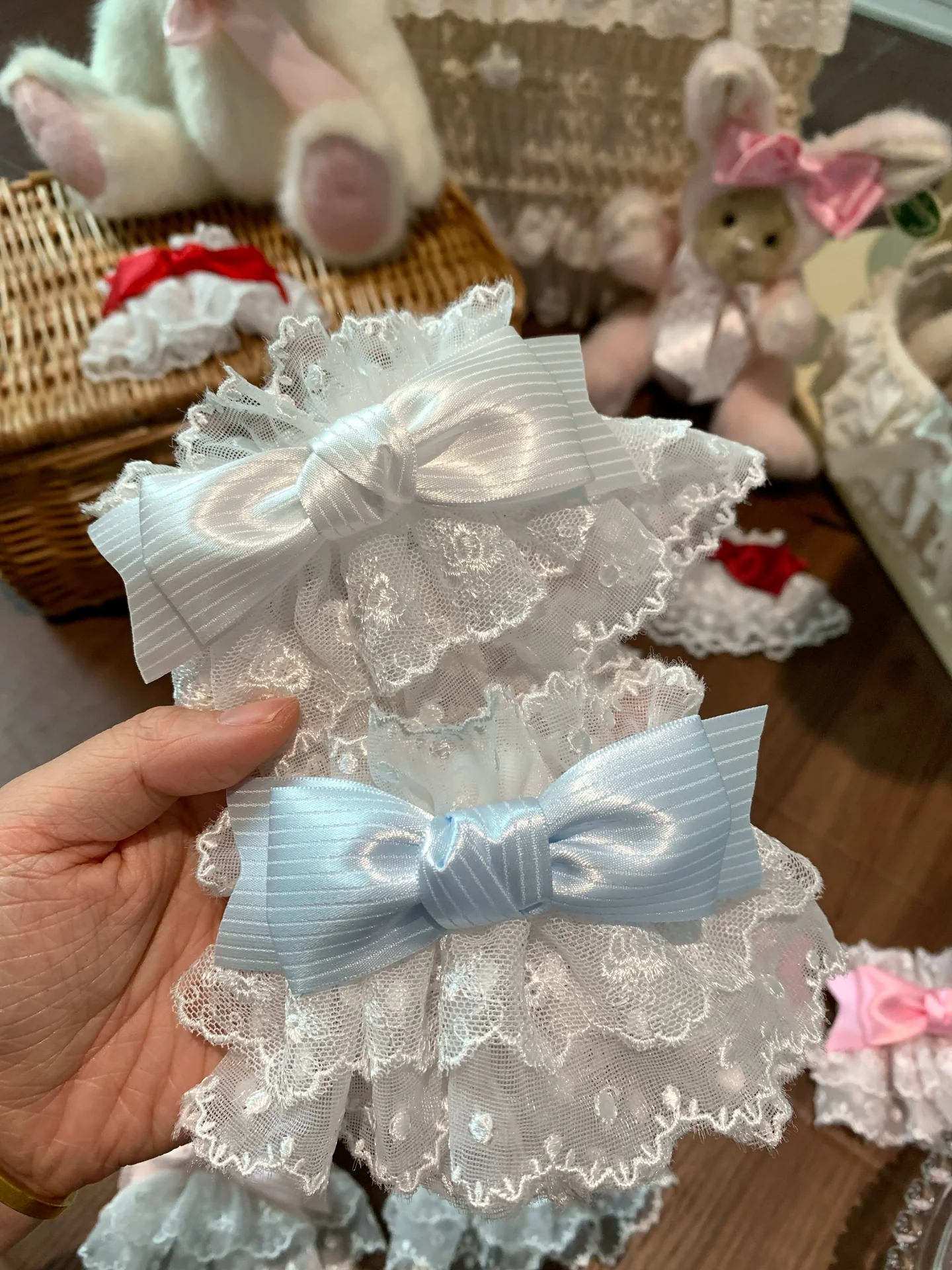 Roji Roji - Sweet Lolita Lace Bow Cuffs, Elastic Wrist - Image 10