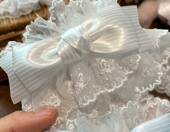 Roji Roji - Sweet Lolita Lace Bow Cuffs, Elastic Wrist - Image 16