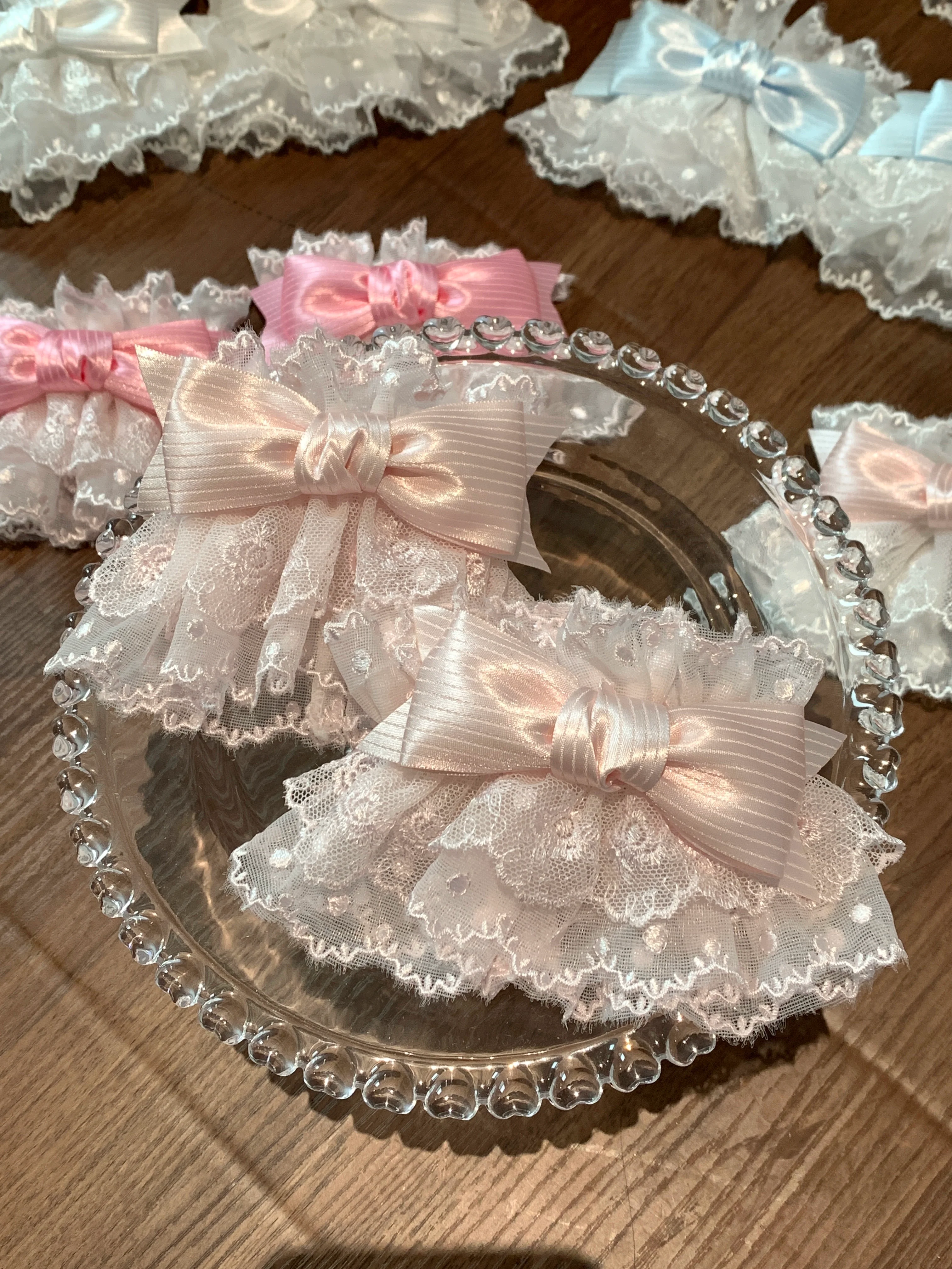 Roji Roji - Sweet Lolita Lace Bow Cuffs, Elastic Wrist - Image 18