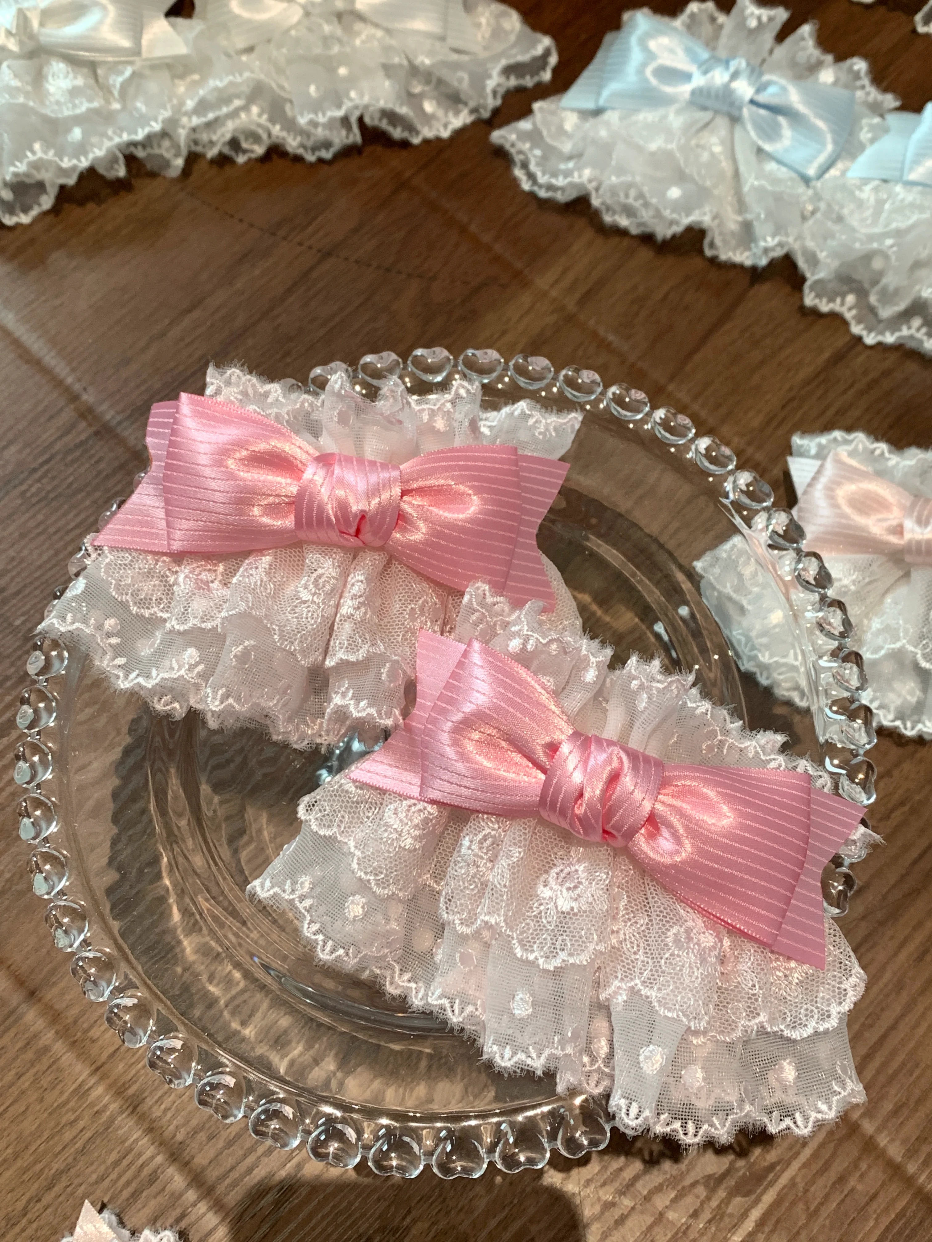 Roji Roji - Sweet Lolita Lace Bow Cuffs, Elastic Wrist - Image 19