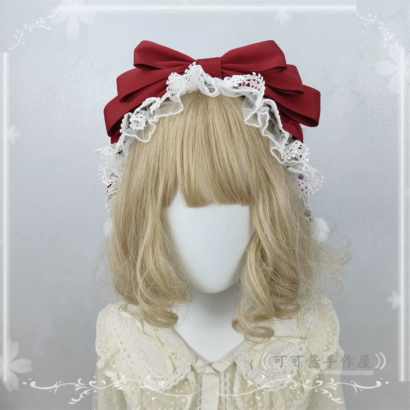 Sweet Lolita Lace Bowknot KC, Pom-pom Accent - Image 11