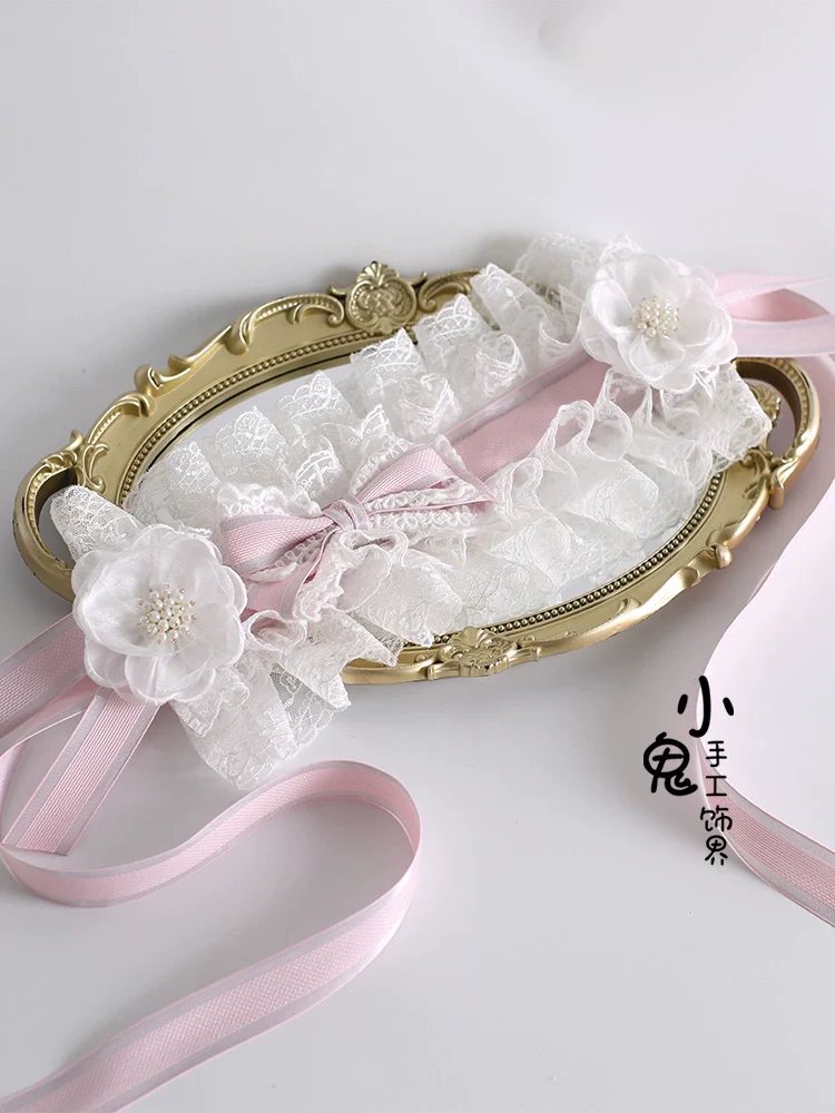 Xiaogui - Sweet Lolita Lace Headdress, Detachable Flower - Image 6