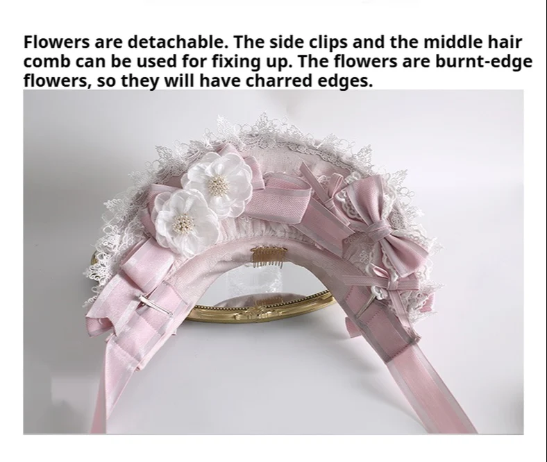 Xiaogui - Sweet Lolita Lace Headdress, Detachable Flower - Image 8
