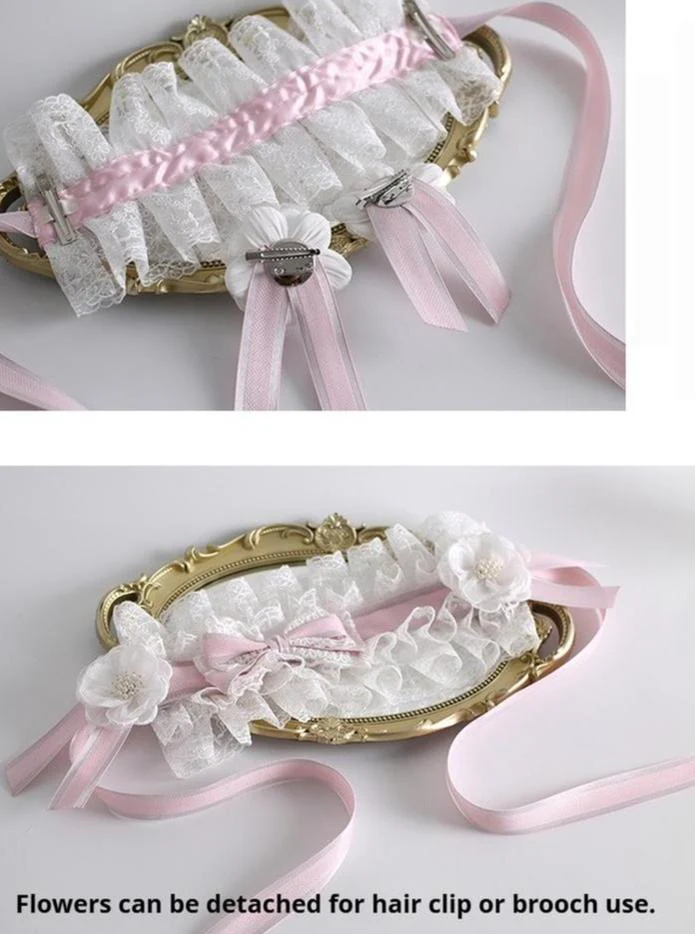 Xiaogui - Sweet Lolita Lace Headdress, Detachable Flower - Image 9