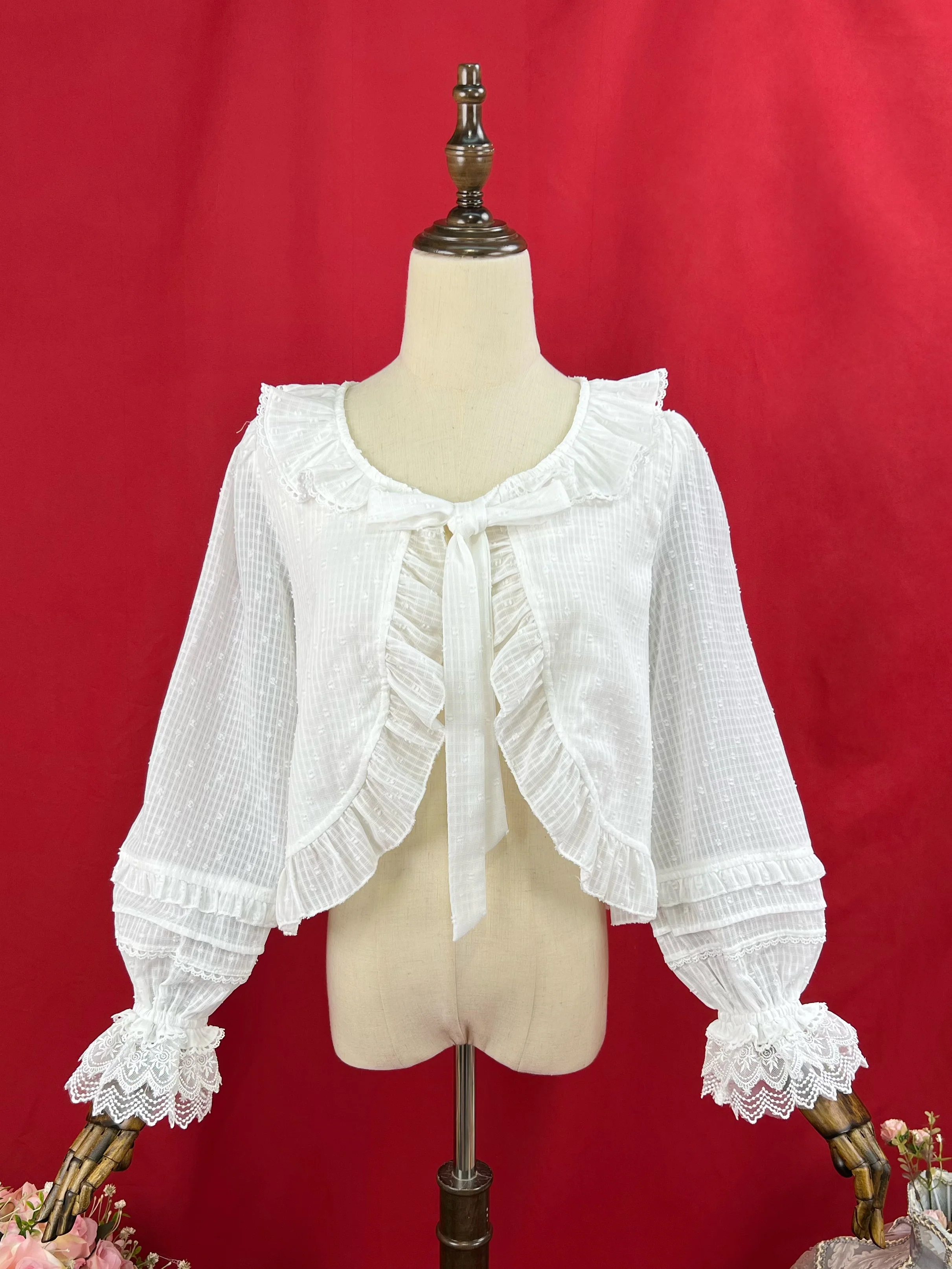 Sweet Lolita Light Cardigan White Apricot Summer Cover-Up - Image 4