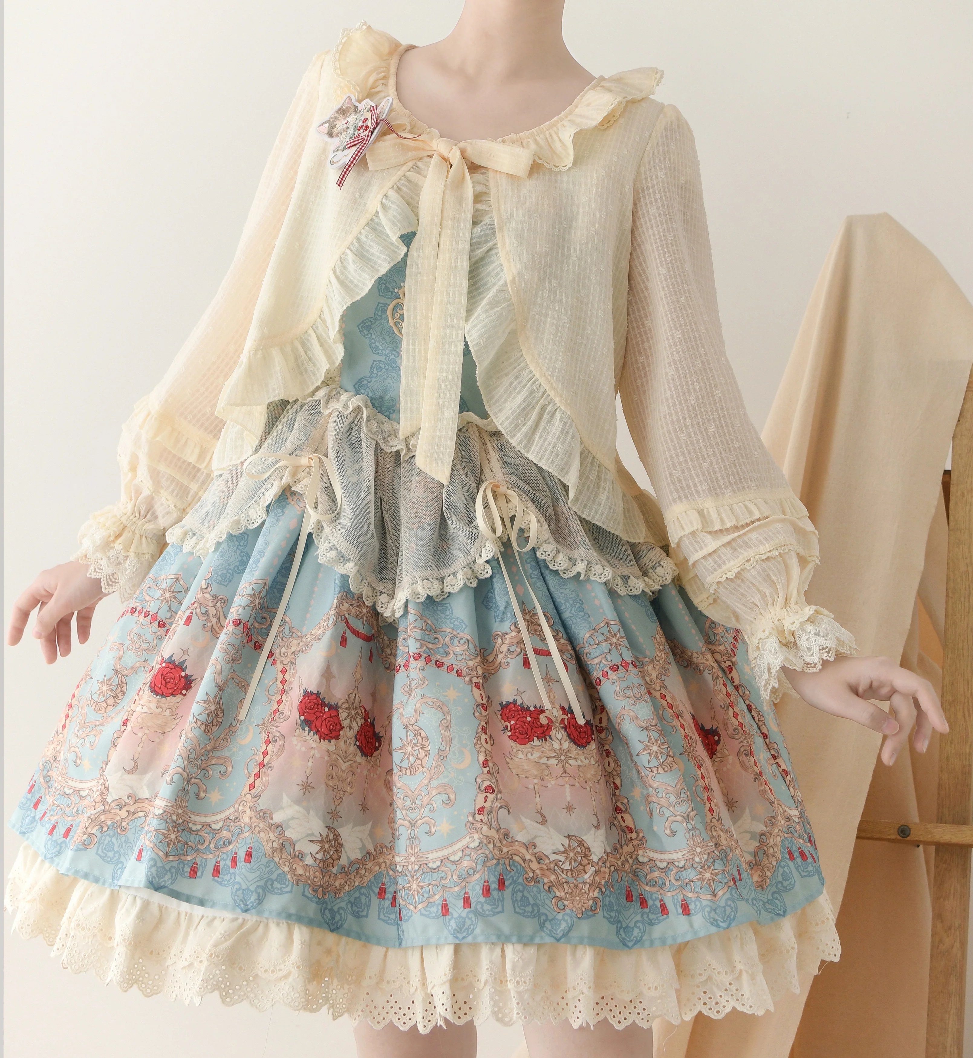 Sweet Lolita Light Cardigan White Apricot Summer Cover-Up - Image 7