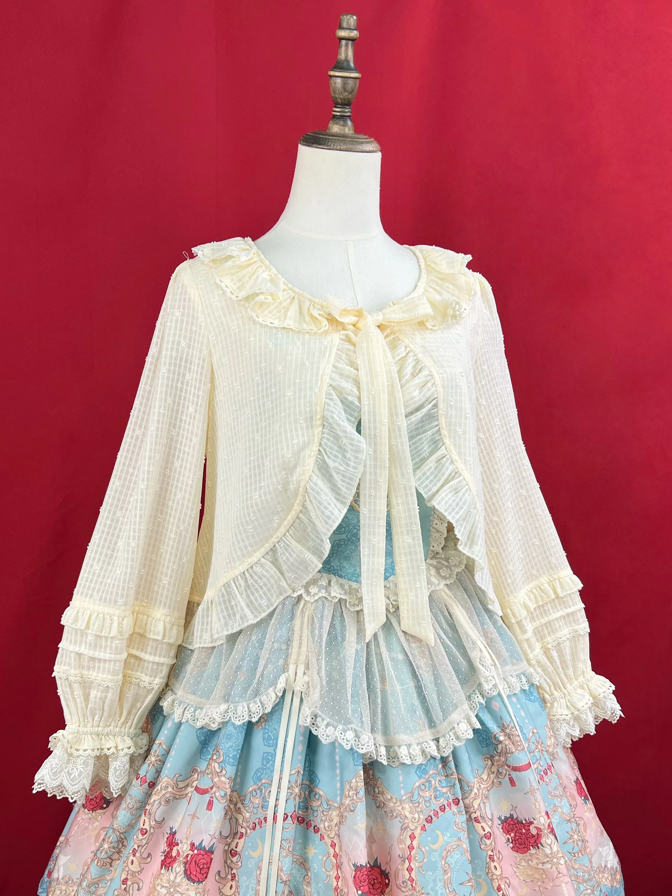 Sweet Lolita Light Cardigan White Apricot Summer Cover-Up - Image 9