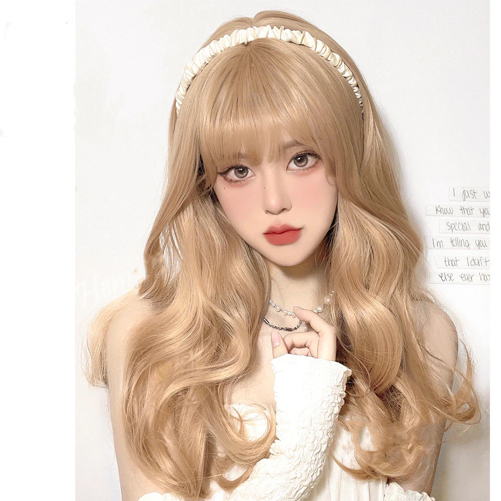 Sweet Lolita Long Culy Blonde Synthetic Wave Wig - Image 6