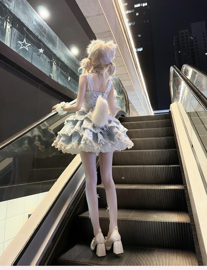 Buling Moon - Ballet Elegance - Sweet Lolita Mini JSK Set with Tulle Shirt and Headdress - Image 12