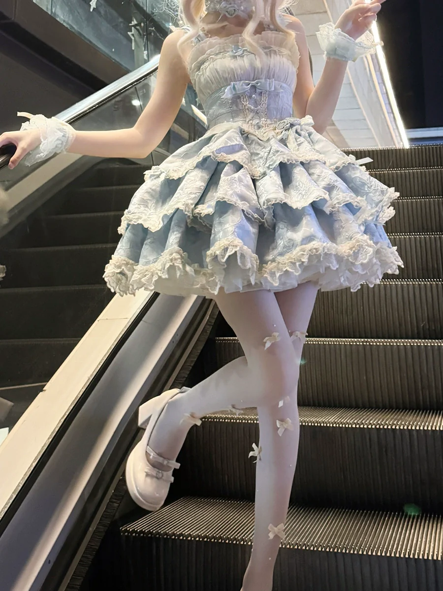 Buling Moon - Ballet Elegance - Sweet Lolita Mini JSK Set with Tulle Shirt and Headdress - Image 13