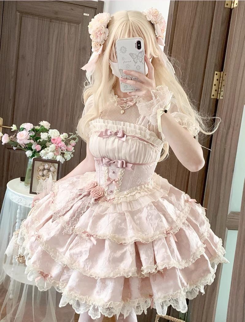 Buling Moon - Ballet Elegance - Sweet Lolita Mini JSK Set with Tulle Shirt and Headdress - Image 14