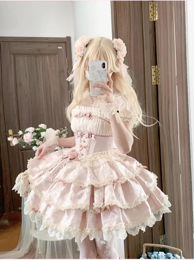Buling Moon - Ballet Elegance - Sweet Lolita Mini JSK Set with Tulle Shirt and Headdress - Image 16