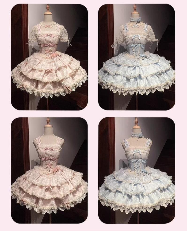 Buling Moon - Ballet Elegance - Sweet Lolita Mini JSK Set with Tulle Shirt and Headdress - Image 19