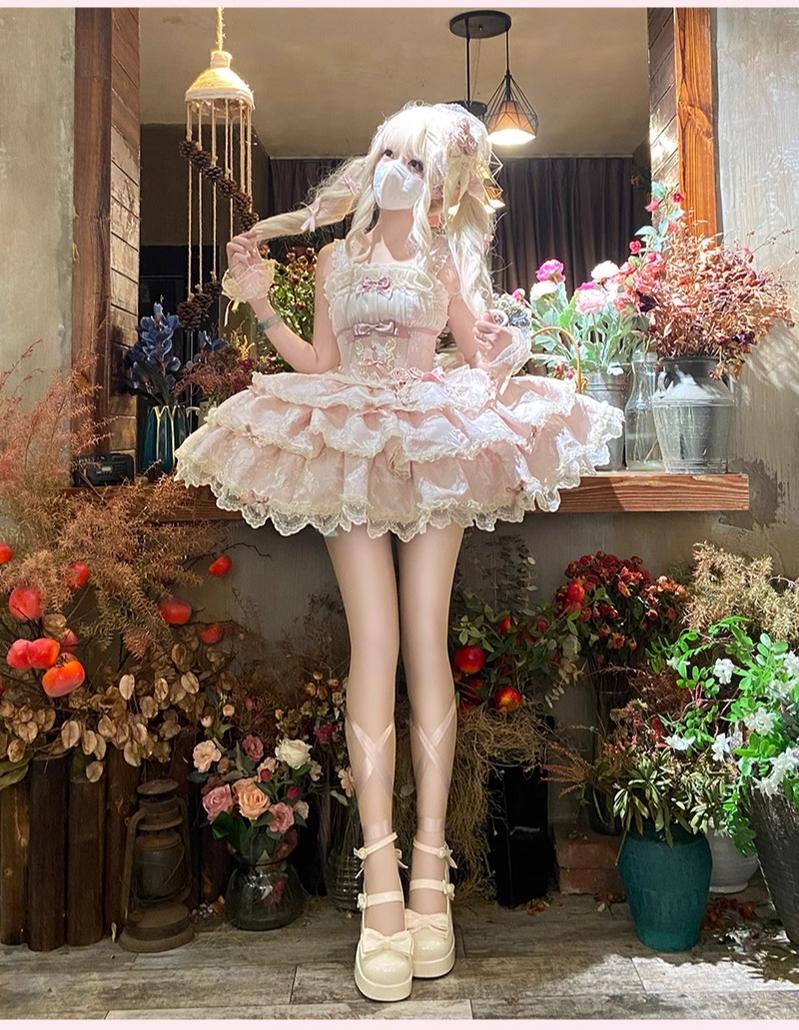 Buling Moon - Ballet Elegance - Sweet Lolita Mini JSK Set with Tulle Shirt and Headdress - Image 5
