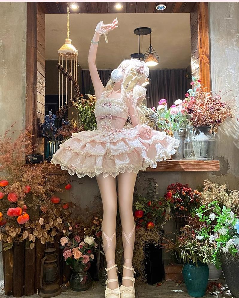 Buling Moon - Ballet Elegance - Sweet Lolita Mini JSK Set with Tulle Shirt and Headdress - Image 8