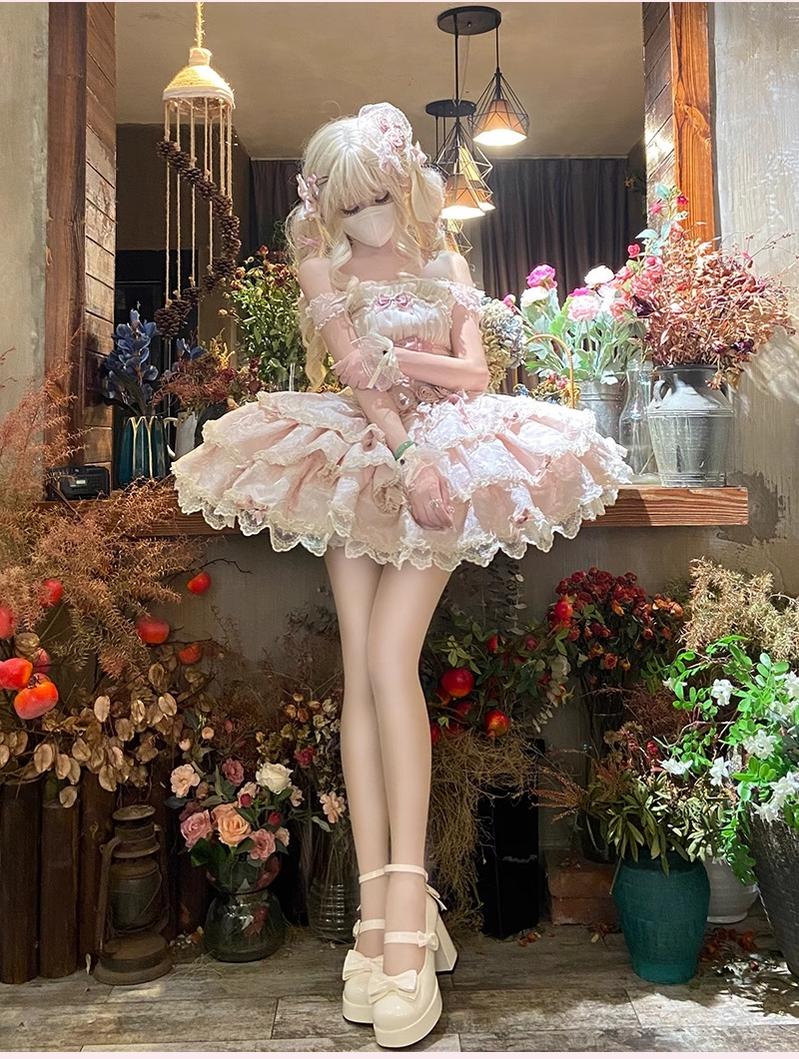 Buling Moon - Ballet Elegance - Sweet Lolita Mini JSK Set with Tulle Shirt and Headdress - Image 9