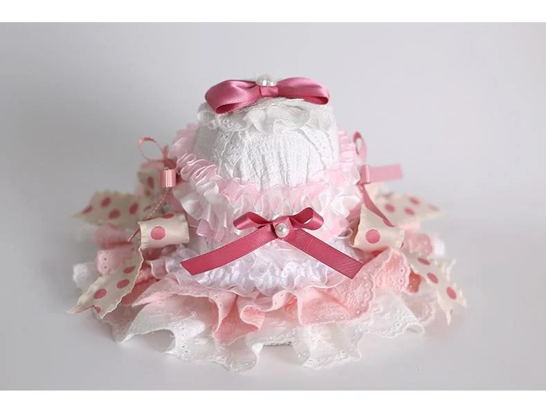 Xiaogui - Sweet Lolita Mini Top Hat with Double-layered Cake Shape - Image 3