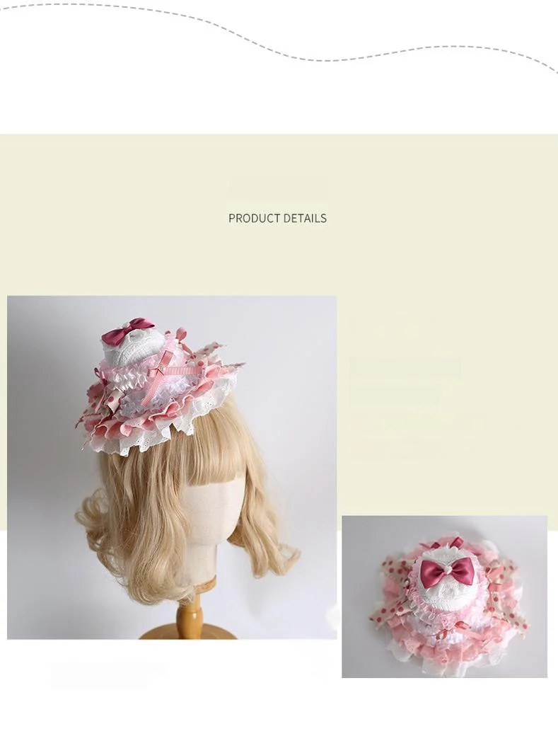 Xiaogui - Sweet Lolita Mini Top Hat with Double-layered Cake Shape - Image 4