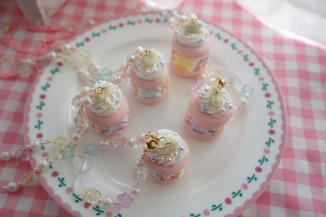 Sweet Lolita Necklace Carousel Cream Macaron Bag Pendant - Image 4