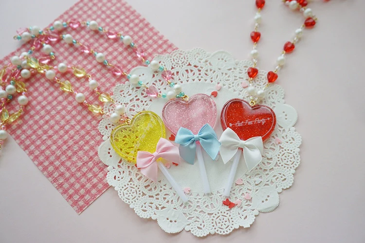 Sweet Lolita Necklace Heart-Shaped Lollipop Necklace - Image 4