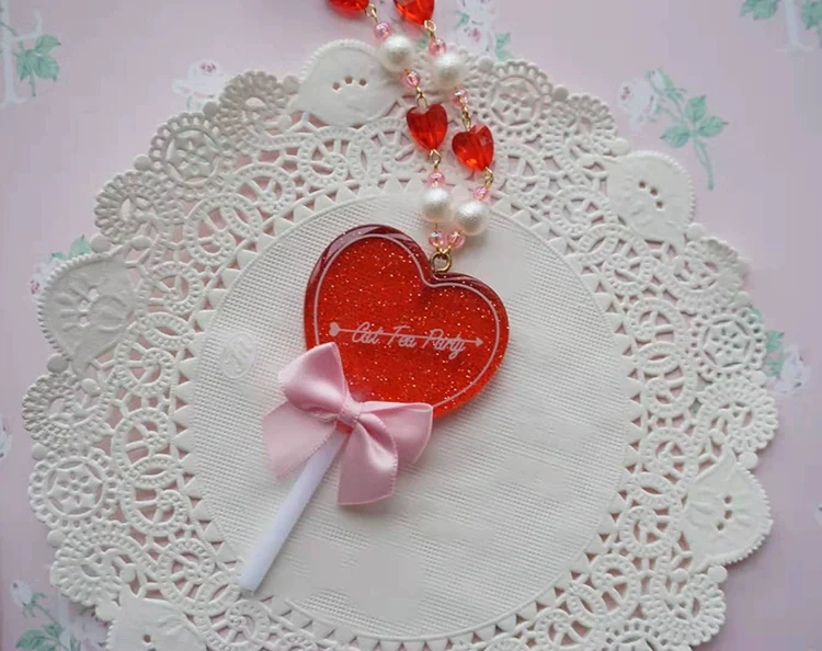 Sweet Lolita Necklace Heart-Shaped Lollipop Necklace - Image 9