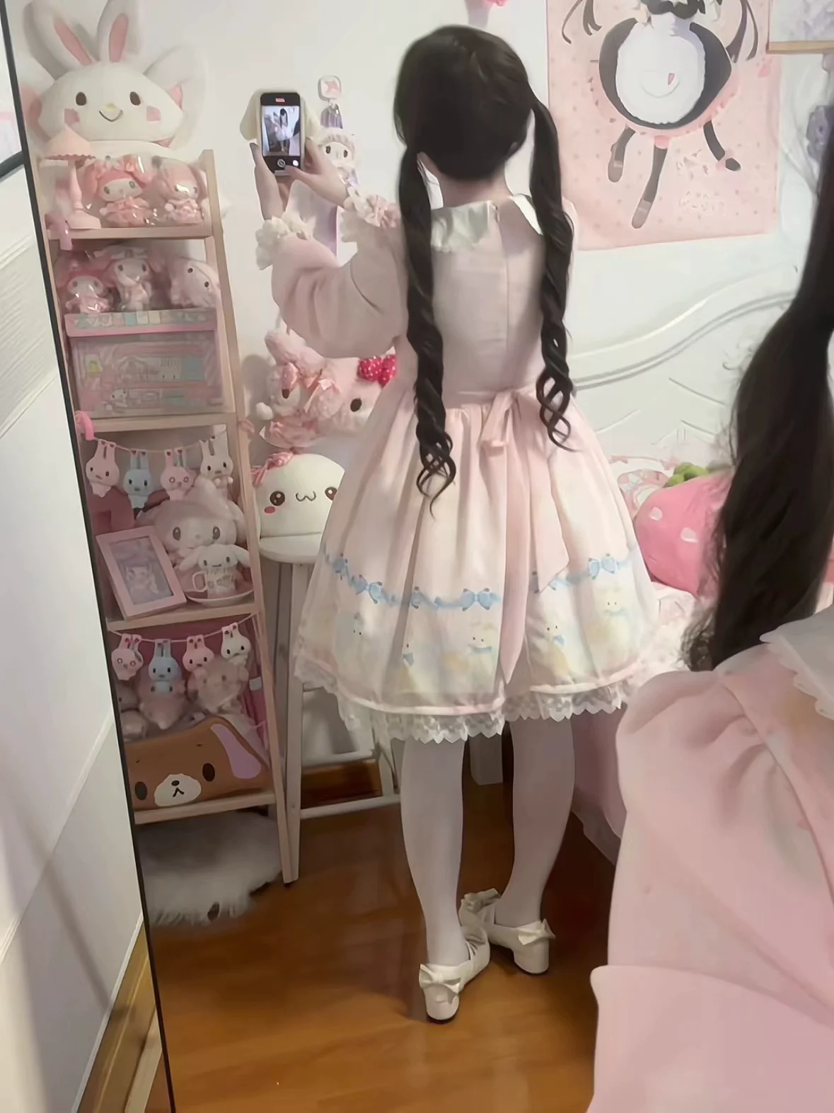 Strawberry Cake - Snow Bunny Symphony - Sweet Lolita OP Dress, Bunny & Snow Print - Image 5
