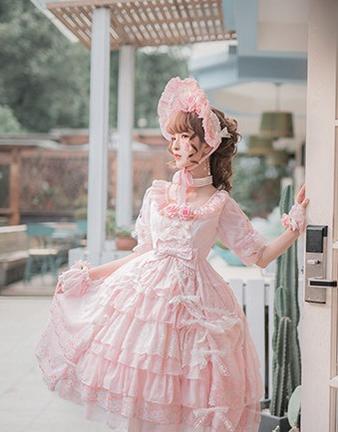 Dawn Wedding - Sweet Lolita OP Dress, Layered Hem - Image 12