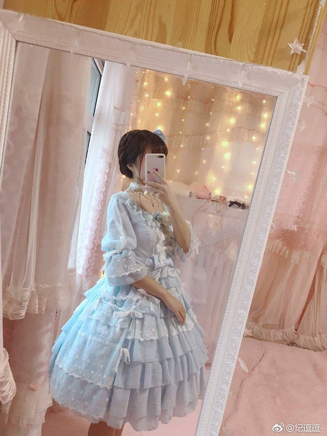 Dawn Wedding - Sweet Lolita OP Dress, Layered Hem - Image 14