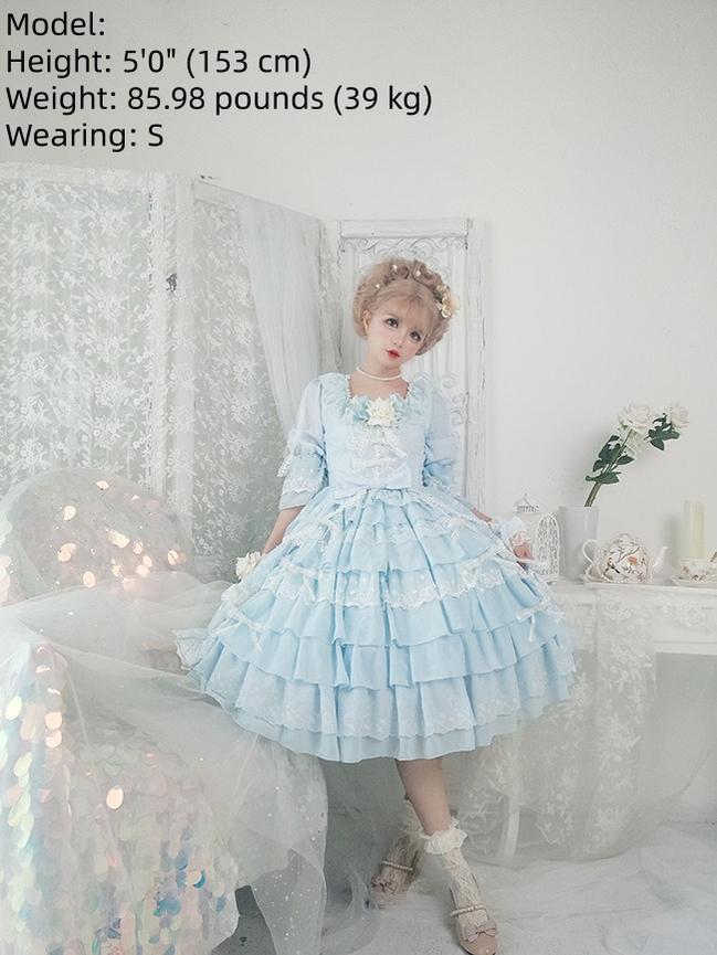 Dawn Wedding - Sweet Lolita OP Dress, Layered Hem - Image 7