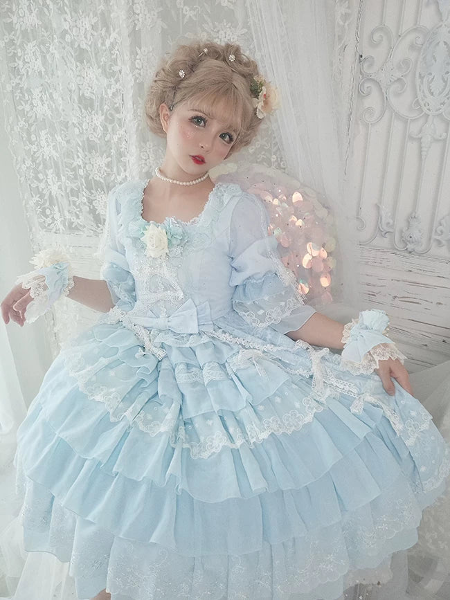Dawn Wedding - Sweet Lolita OP Dress, Layered Hem - Image 9