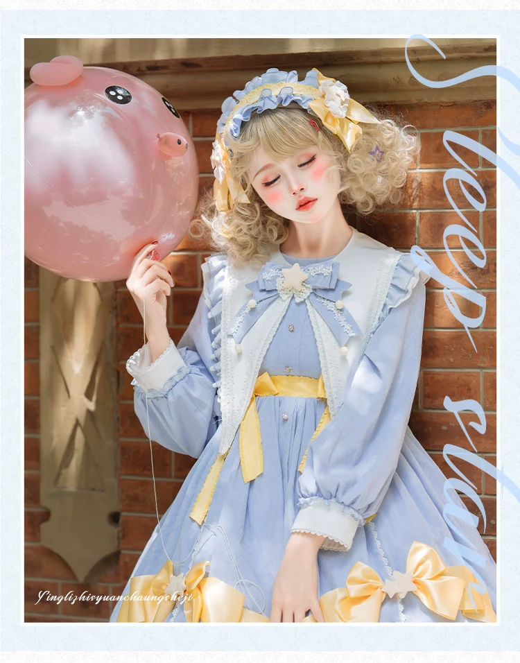 Sleep Star - Sweet Lolita OP Dress, Long / Short Sleeve - Image 14