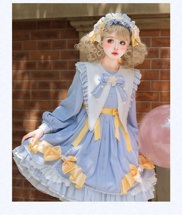 Sleep Star - Sweet Lolita OP Dress, Long / Short Sleeve - Image 16