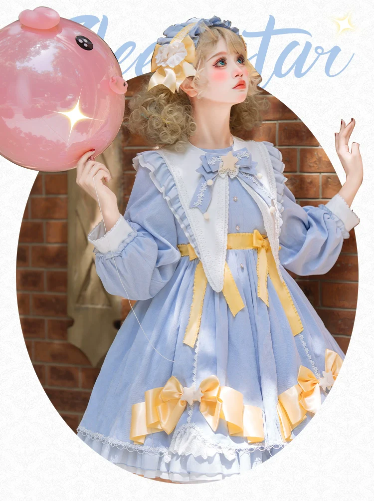 Sleep Star - Sweet Lolita OP Dress, Long / Short Sleeve - Image 20