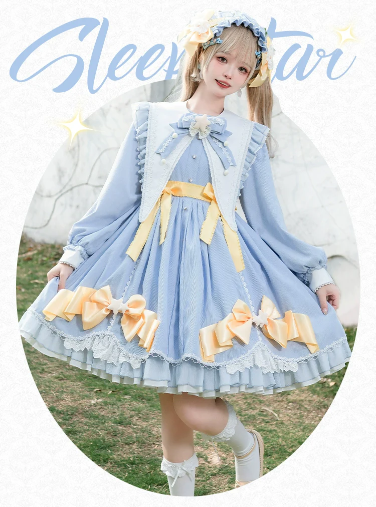 Sleep Star - Sweet Lolita OP Dress, Long / Short Sleeve - Image 21