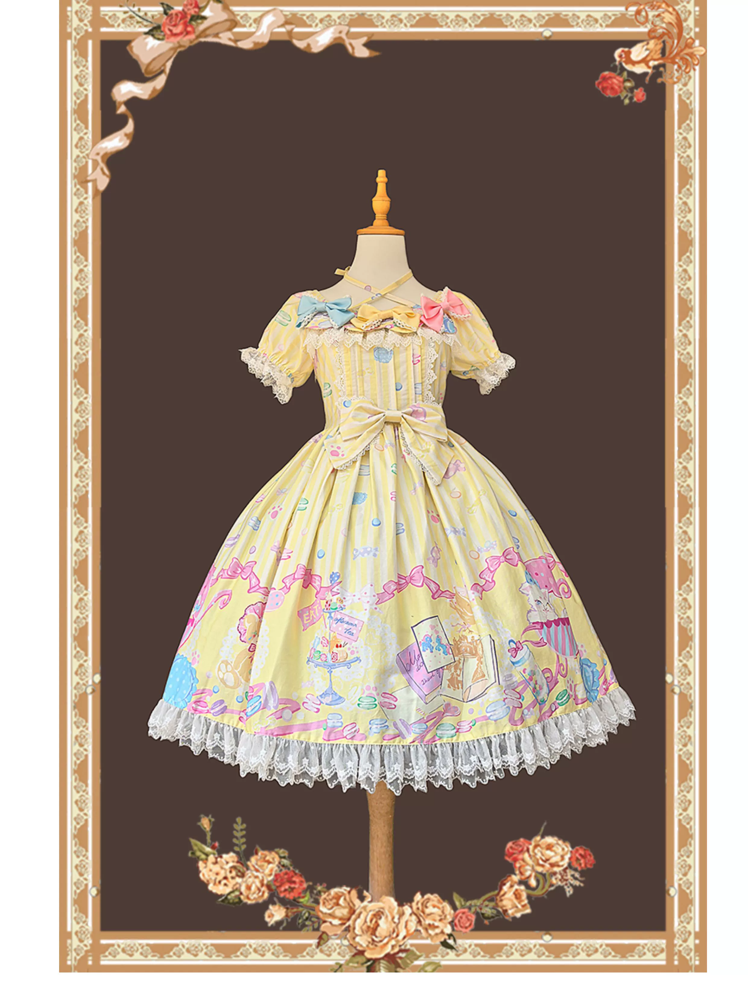 Macaron Dolly House - Sweet Lolita OP Printed Dress, Side Zipper