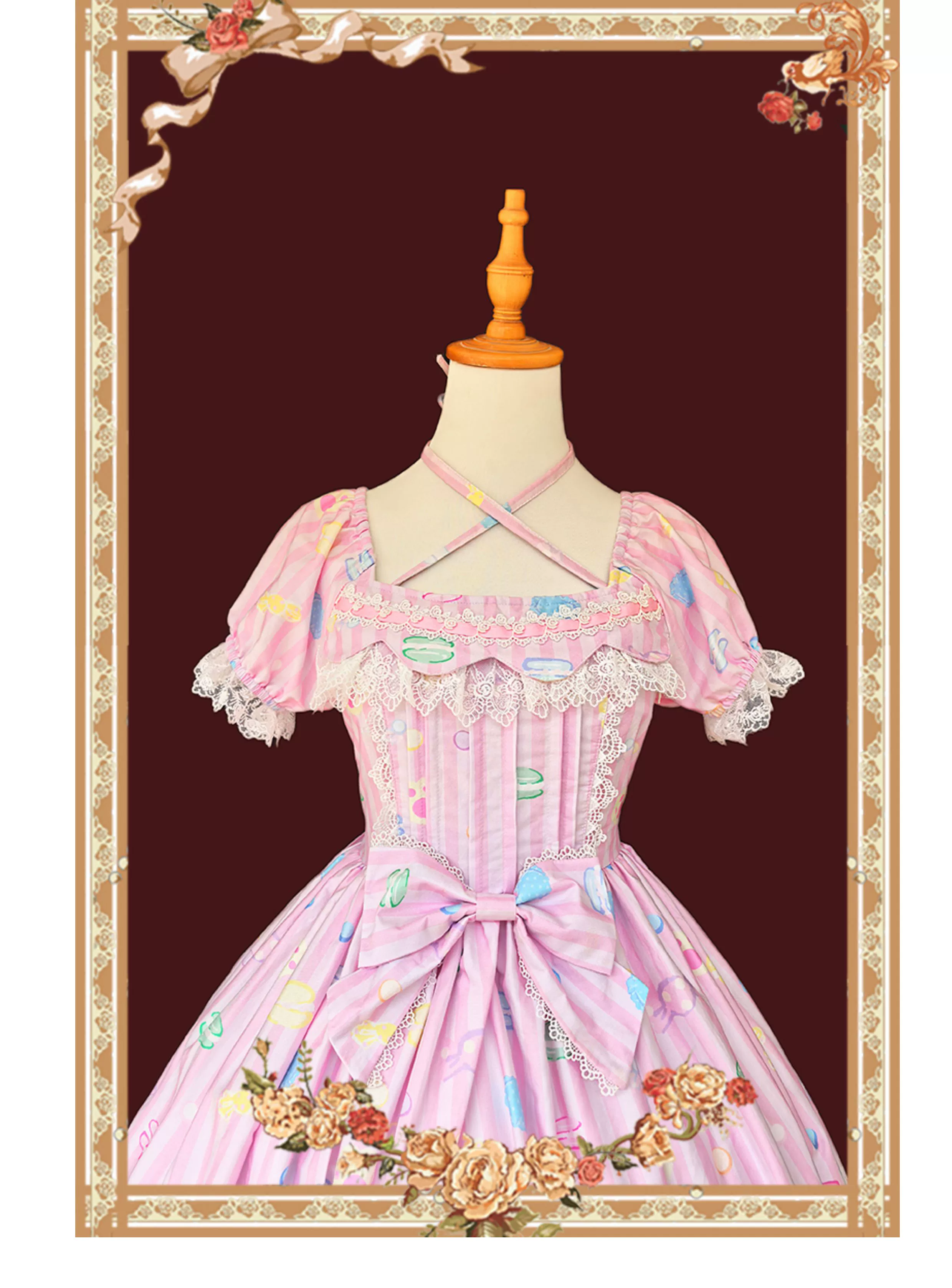 Macaron Dolly House - Sweet Lolita OP Printed Dress, Side Zipper - Image 10