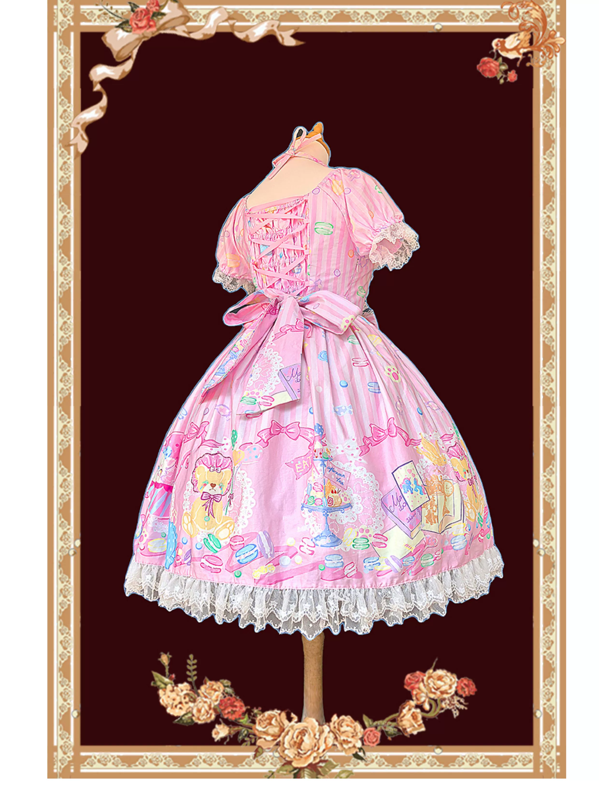 Macaron Dolly House - Sweet Lolita OP Printed Dress, Side Zipper - Image 3
