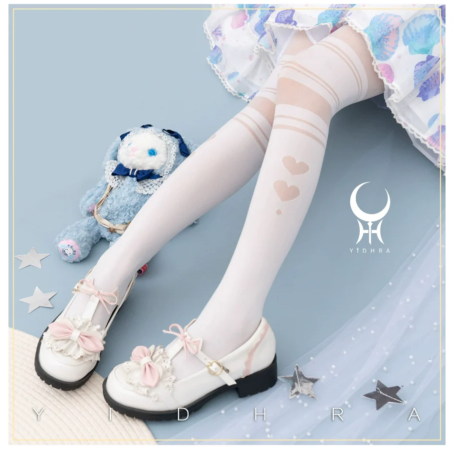 Yidhra - Enchanting Magic - Sweet Lolita Pantyhose Heart Hollow Out Thin Tights - Image 3
