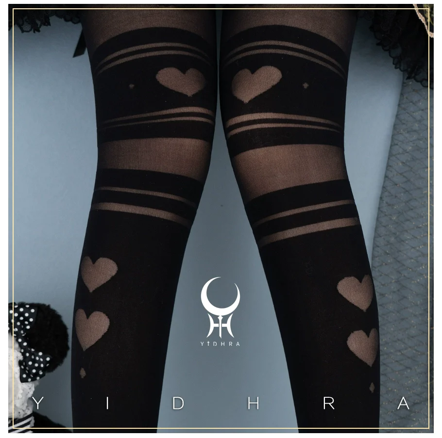 Yidhra - Enchanting Magic - Sweet Lolita Pantyhose Heart Hollow Out Thin Tights - Image 8