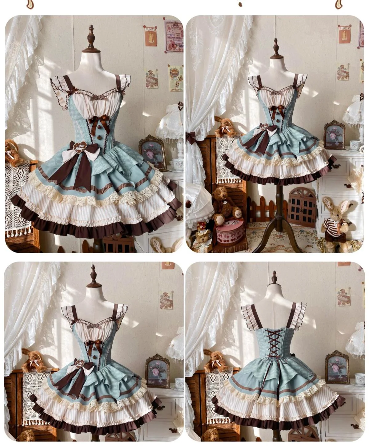 Hawthorn Berries - Thin Choco - Sweet Lolita Petite JSK Puffy Mini Dress KC - Image 24