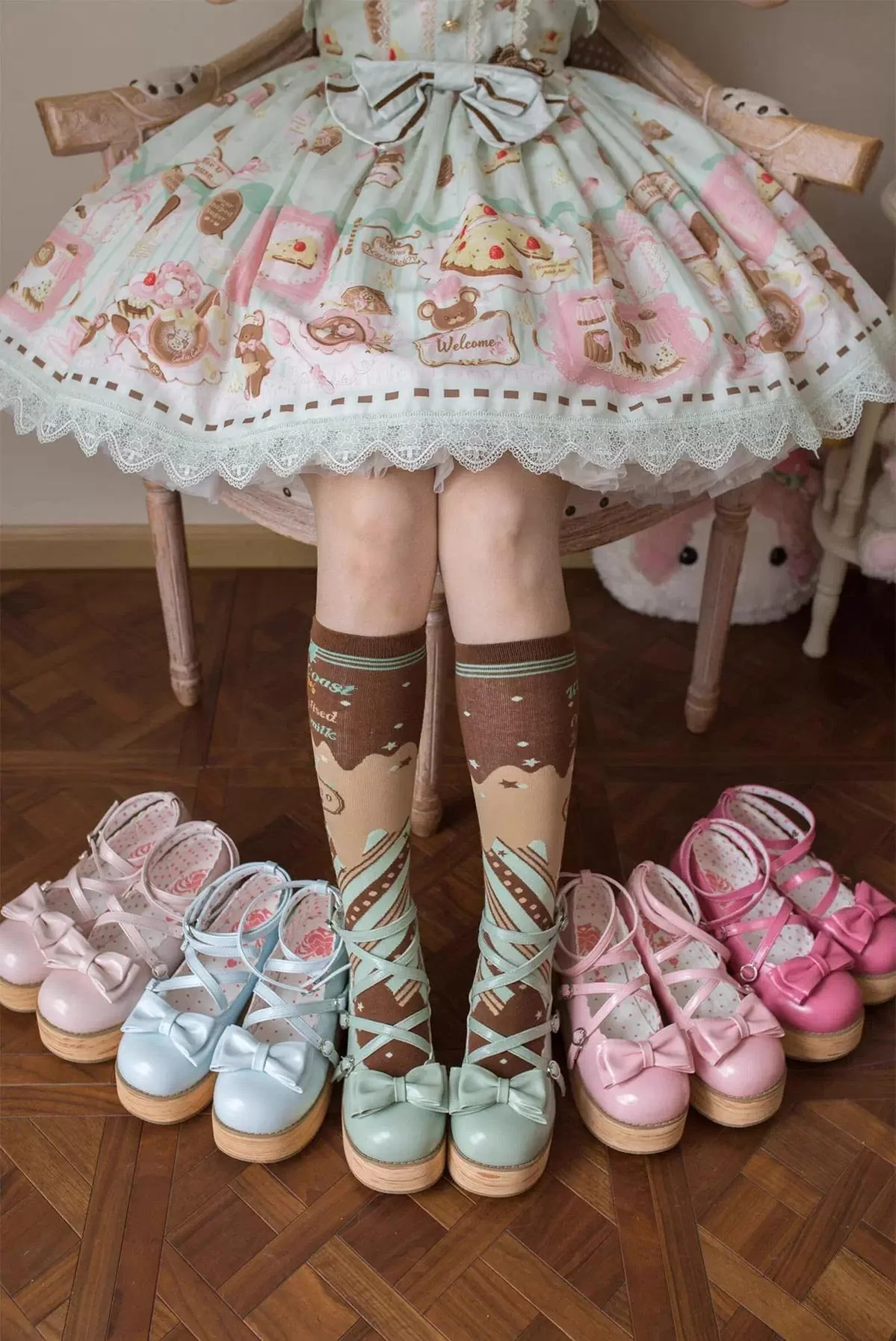 Puff Tata - Sweet Lolita Platform Shoes, Adjustable Straps - Image 2