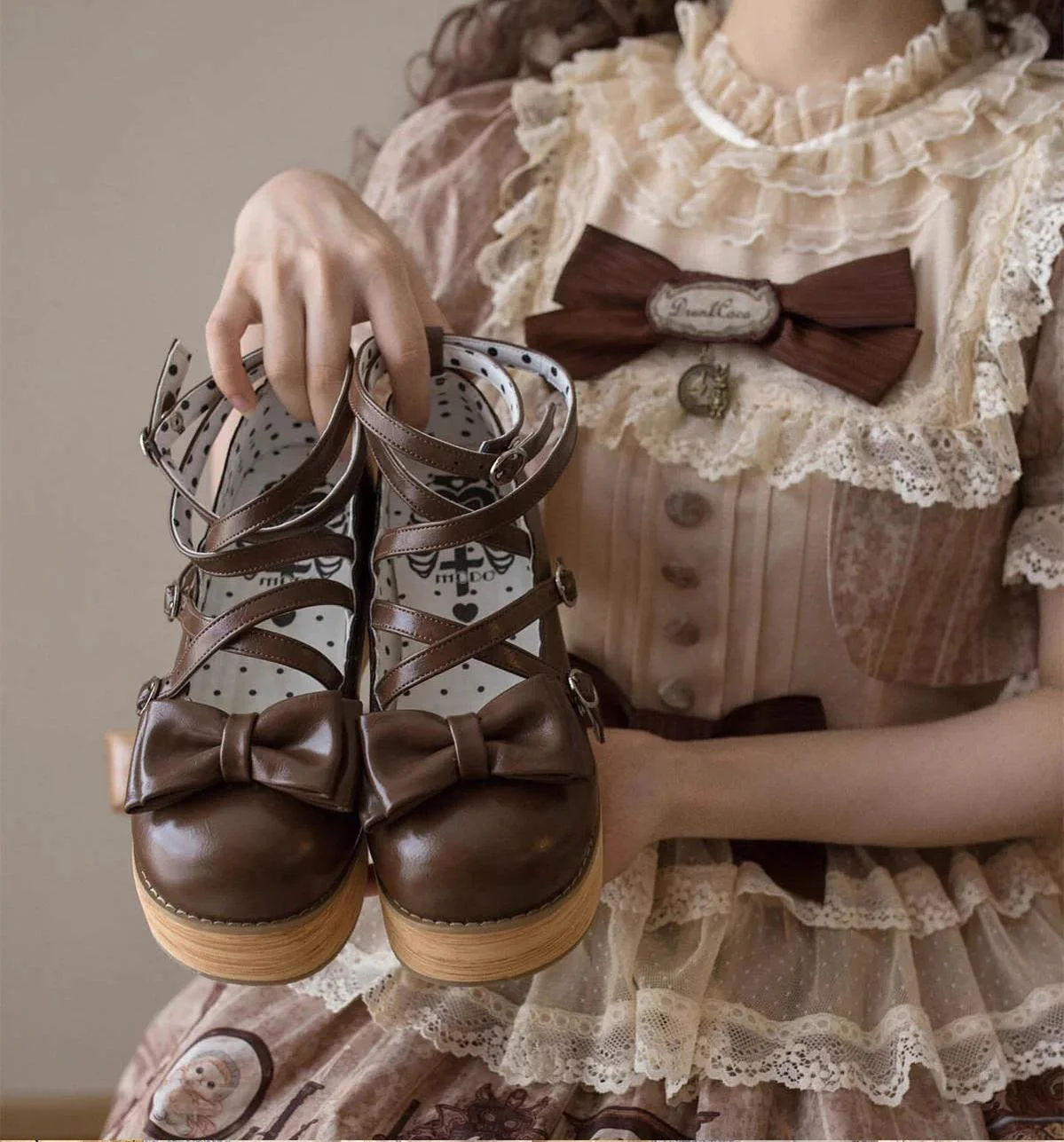 Puff Tata - Sweet Lolita Platform Shoes, Earth Tones - Image 12